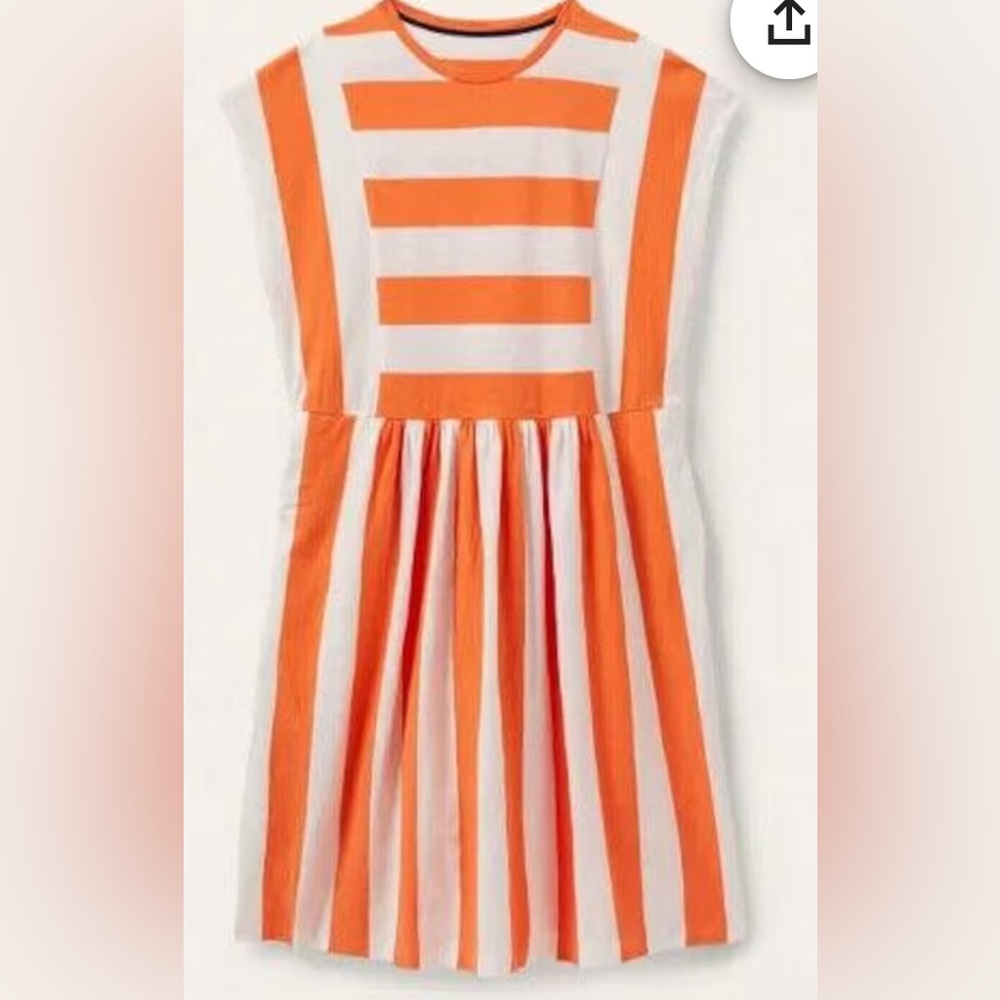 Boden Vibrant Orange and White Cotton Jersey Tshirt Dress